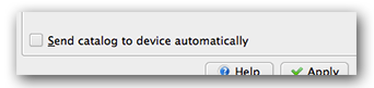 카탈로그: 장치에 자동으로 보내기 옵션