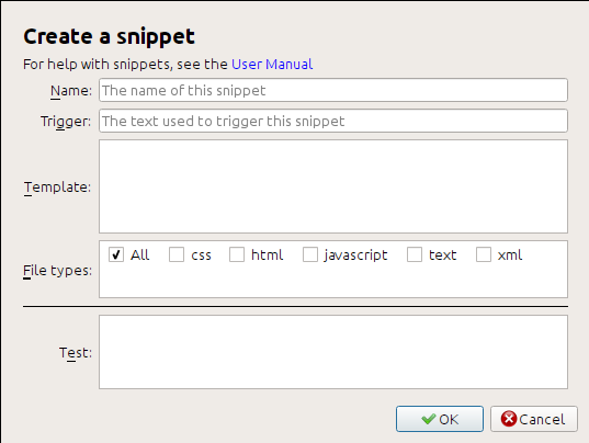 The create your own snippets tool